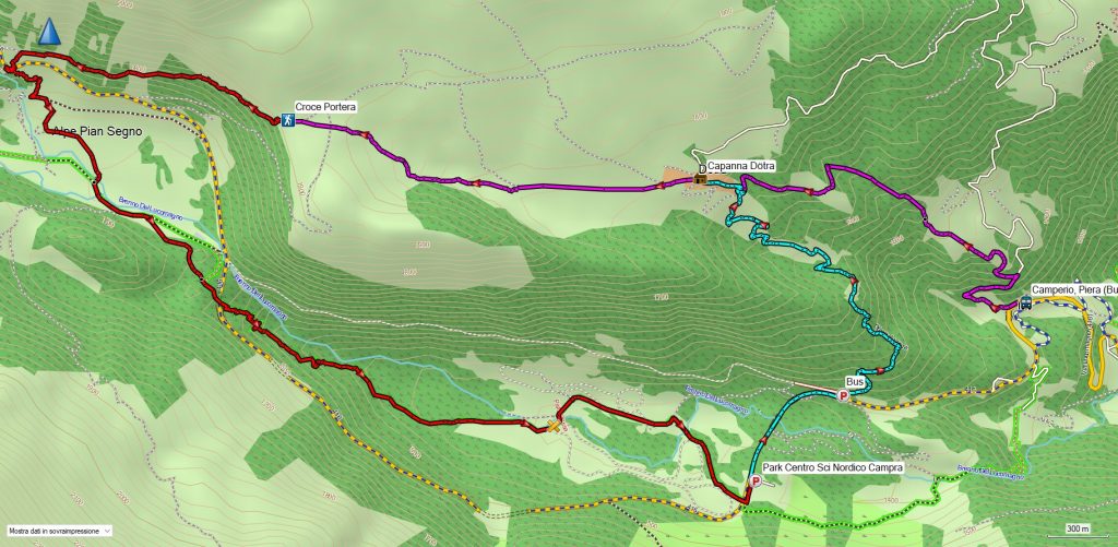 Capanna Dotra -Croce Portera-da Piera o Campra-mappa gps